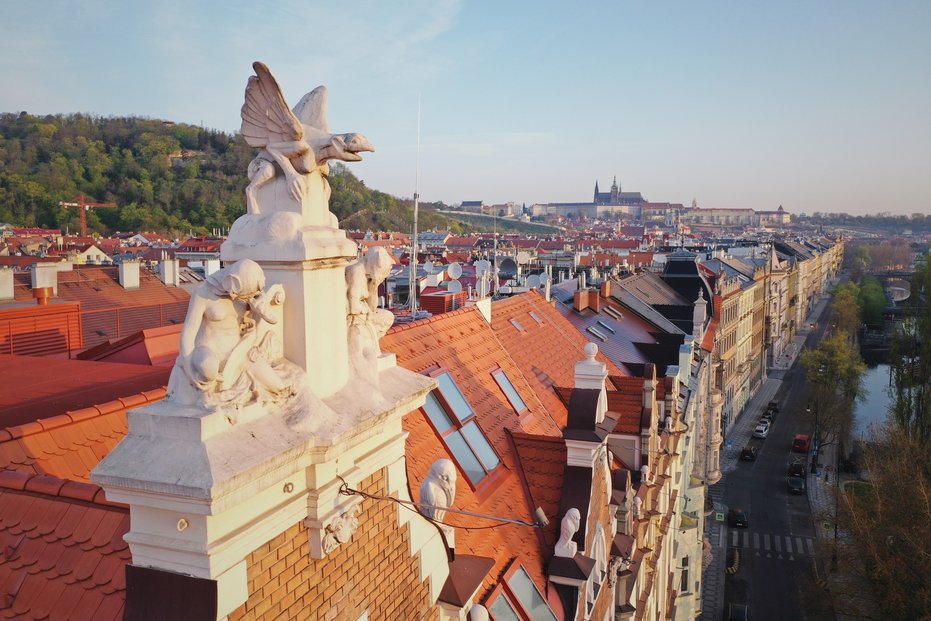 Grant Prahy získal Amos Chapple za soubor Střešní strážci Prahy, který dokumentuje skryté sochy na pražských střechách.