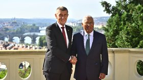 Premiér Andrej Babiš (ANO) přijal předsedu Evropské rady Antónia Costu, 27. srpna 2026, Kramářova vila, Praha.