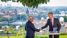 Premiér Andrej Babiš (ANO) přijal předsedu Evropské rady Antónia Costu, 27. srpna 2026, Kramářova vila, Praha.