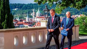 Premiér Andrej Babiš (ANO) přijal předsedu Evropské rady Antónia Costu, 27. srpna 2026, Kramářova vila, Praha.