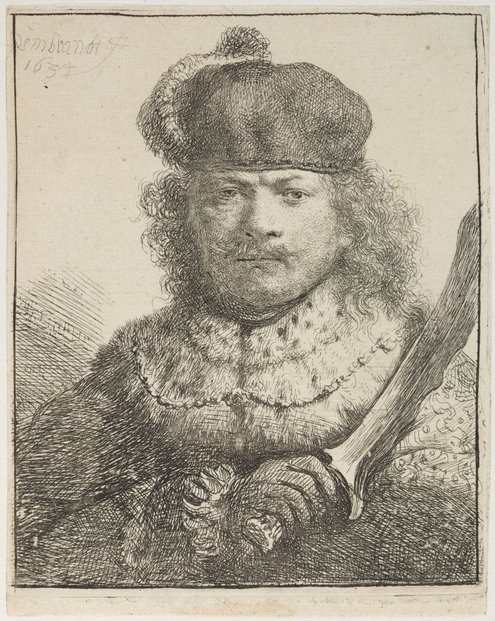 Rembrandt van Rijn, Autoportrét se vztyčenou šavlí, 1634