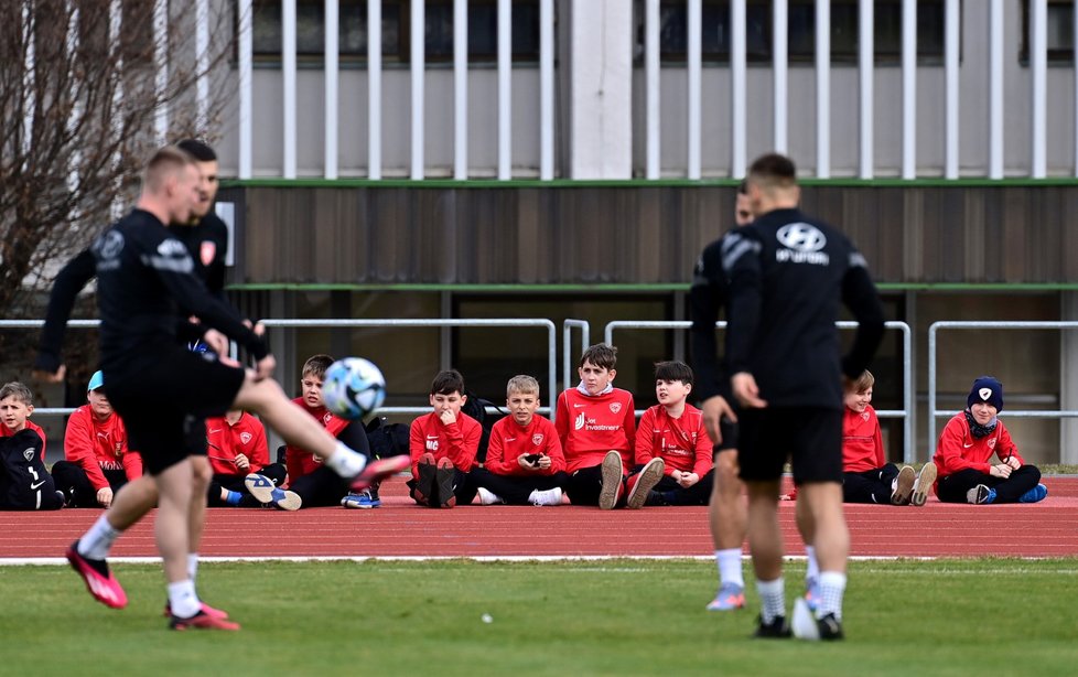 Trénink českých fotbalistů před zápasem s Polskem.