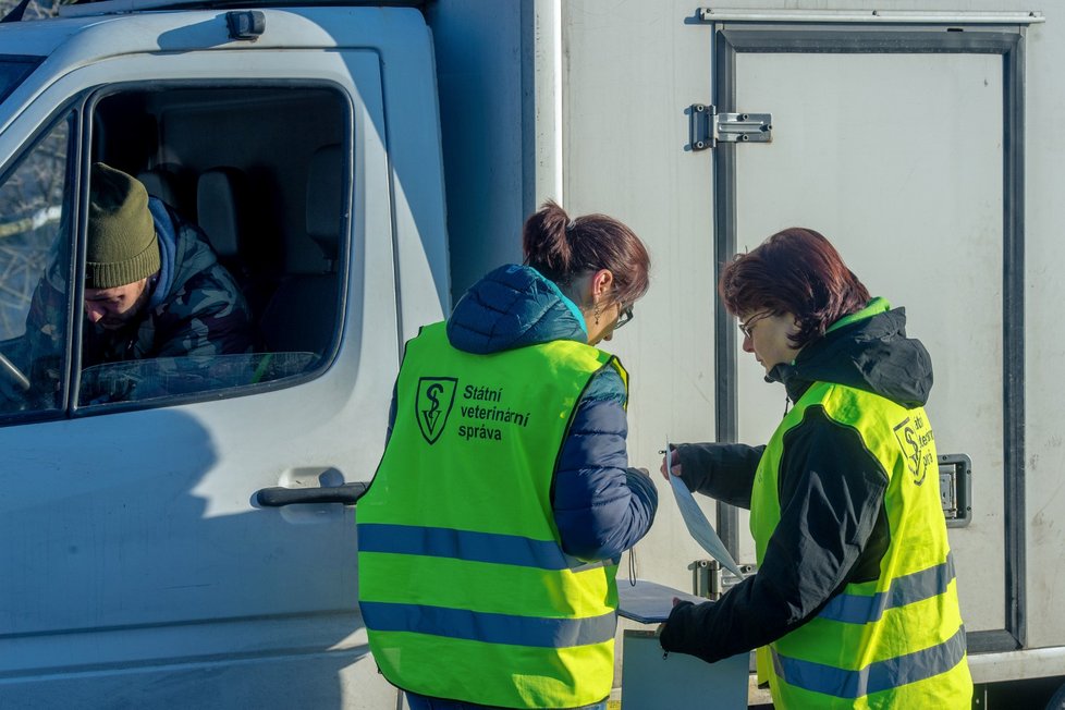 Veterináři společně s policií spustili důkladné kontroly masa dováženého z Polska (5. 2. 2019).