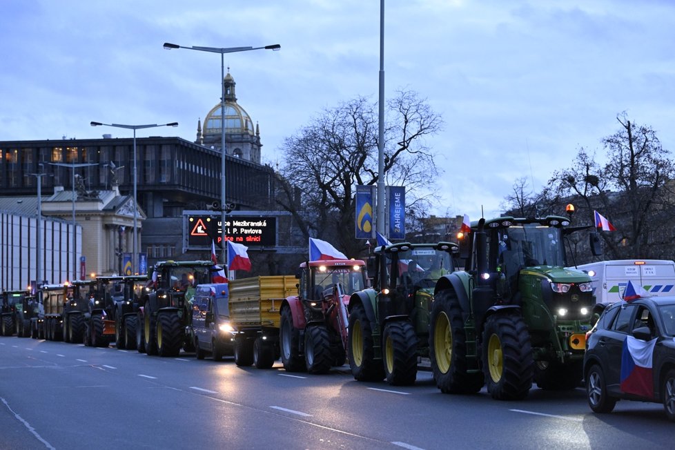 Protest zemědělců v centru Prahy. (19.2.2024)