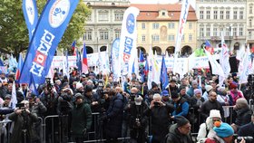 Protest na Malostranském náměstí v Praze