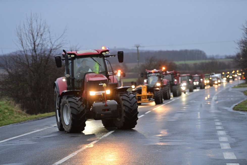 Protestní akce zemědělců ve Středočeském kraji. (22.2.2024)
