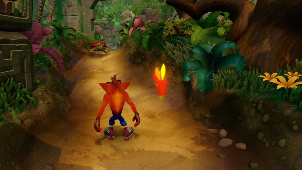 Typický level z Crash Bandicoot.