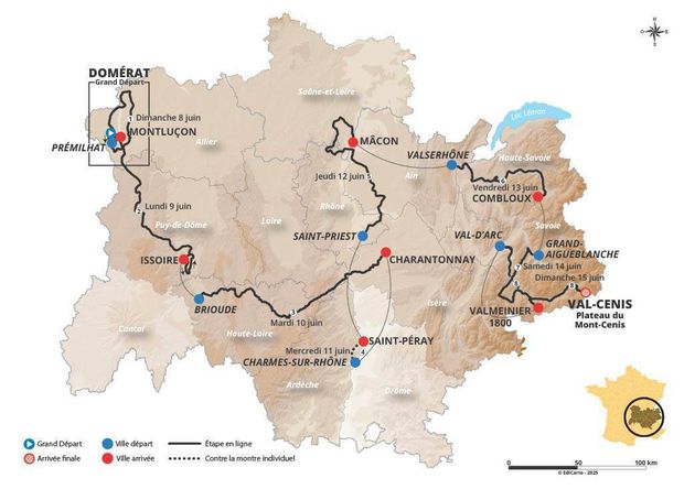 Mapa Critérium du Dauphiné 2025 Mapa Critérium du Dauphiné 2025