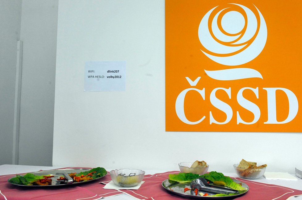Místnost pro novináře byla ve štábu ČSSD brzy bez jídla