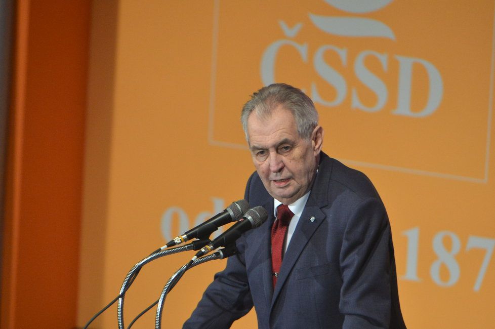 Prezident Miloš Zeman na sjezdu ČSSD (1. 3. 2019)