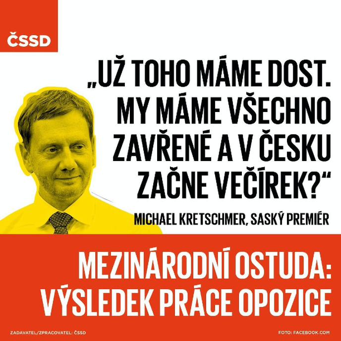 Vláda chtěla otevřít obchody a školy. ČSSD je ve vládě. ČSSD říká že za to může opozice.