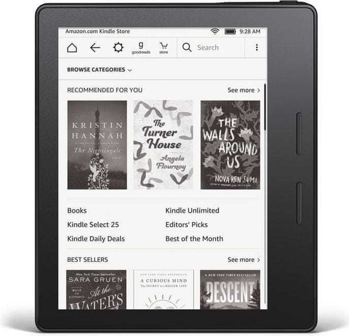 Elektronická čtečka knih Amazon Kindle Oasis 7“. Amazon. Paměť: 8 GB. Hmotnost: 194 g. 7 249 Kč. www.mall.cz Elektronická čtečka knih Amazon Kindle Oasis 7“. Amazon. Paměť: 8 GB. Hmotnost: 194 g. 7 249 Kč. www.mall.cz