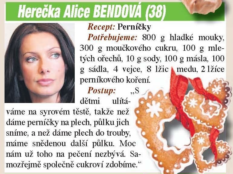 Herečka Alice BENDOVÁ