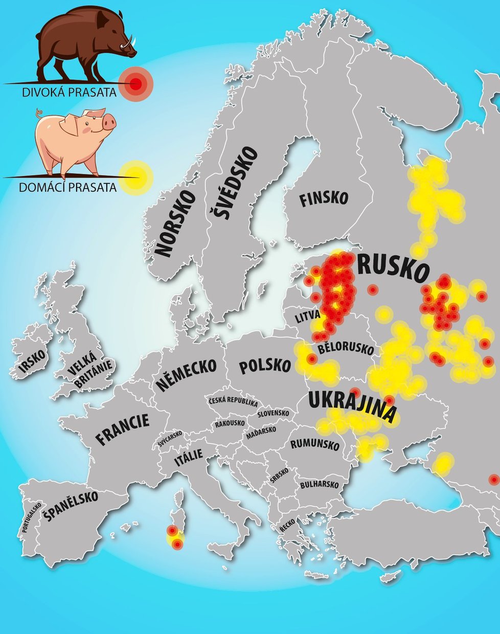 Zásah prasečího moru v Evropě