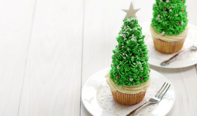 Cupcakes jako vánoční stromečky