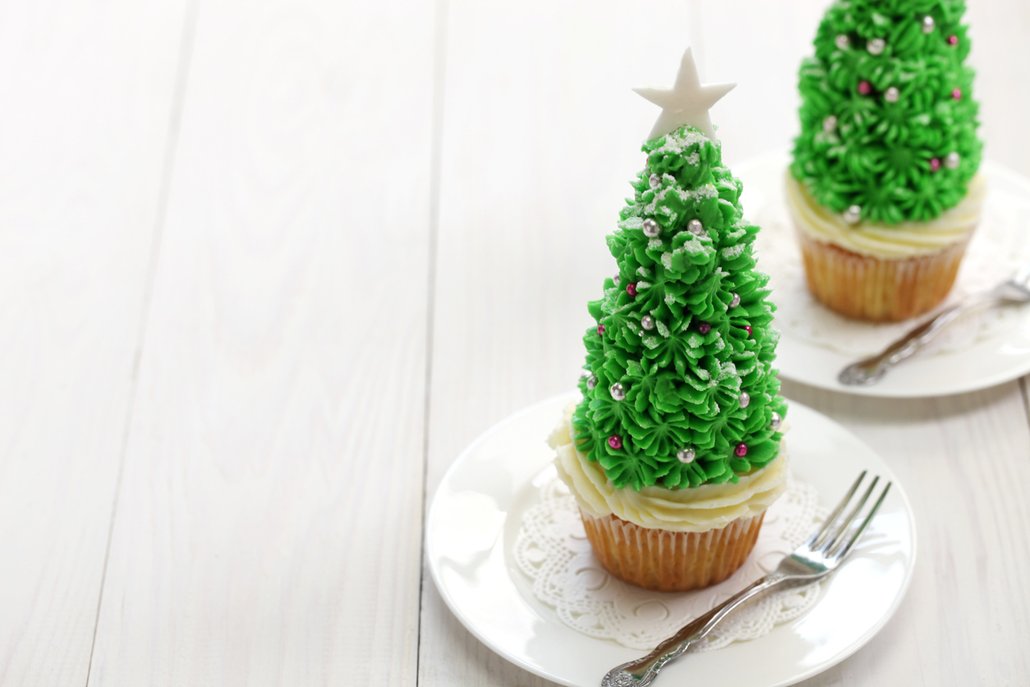 Cupcakes jako vánoční stromečky