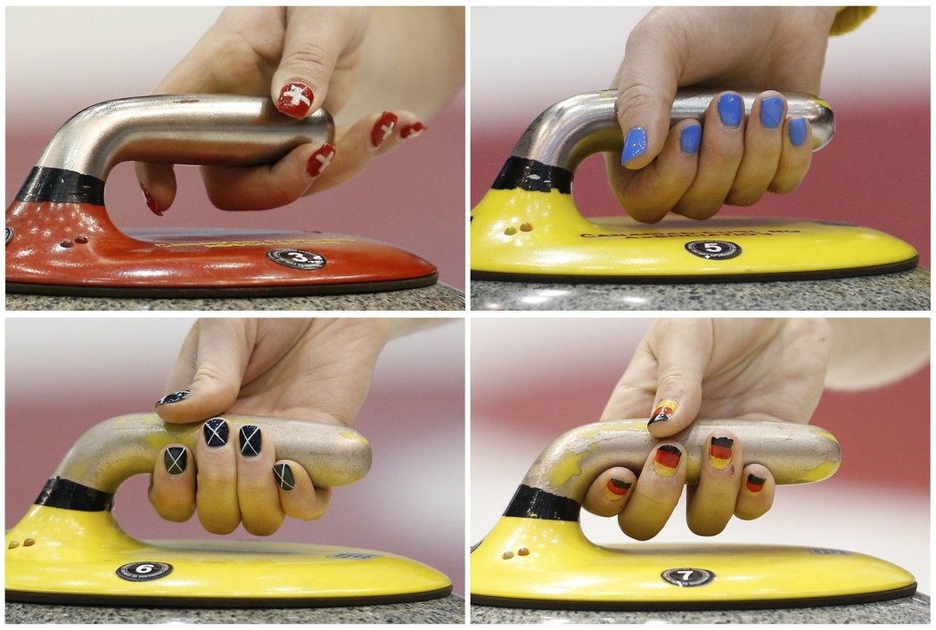 Curlerky mají na mistrovství speciálně vyzdobené nehty