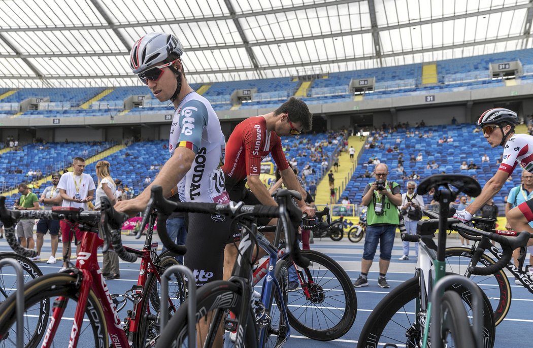 Bjorn Lambrecht na startu třetí etapy Kolem Polska