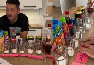 Oblíbený pediatr Cyril Matějka alias Děckař ukazuje, jakou nálož cukru džusy mají.