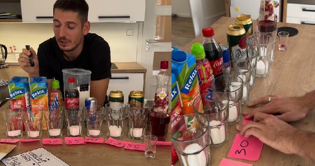 Oblíbený pediatr Cyril Matějka alias Děckař ukazuje, jakou nálož cukru džusy mají.