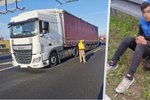 Alžířan (22) se chtěl dostat do Itálie: Z podvozku kamionu vypadl přímo na dálnici D1!