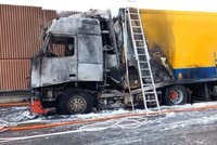 Provoz na dálnici D1 u Ostrovačic zastavil požár kamionu: Na místě se tvoří kolony
