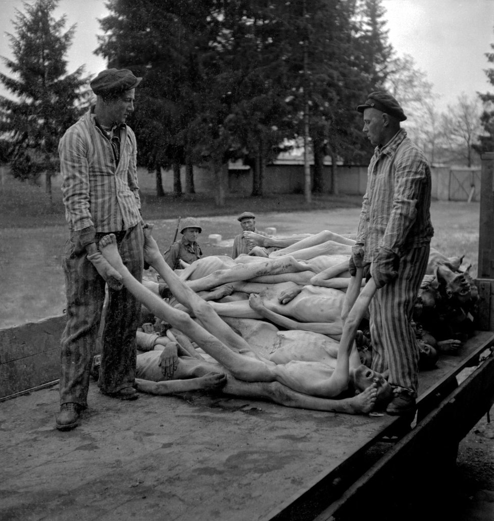 Američané při osvobození koncentračního tábora Dachau přišli na nacistická zvěrstva. Několik desítek dozorců a vojáků pak na místě bez soudu popravili.