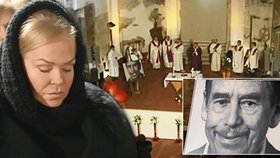 Smutek Dagmar Havlové při zádušní mši za Václava Havla (17. prosince 2013)