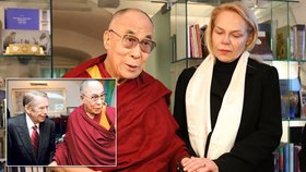 Dagmar Havlová přivítala v nadaci Vize 97 dalajlamu, který byl v Praze naposledy před Havlovou smrtí