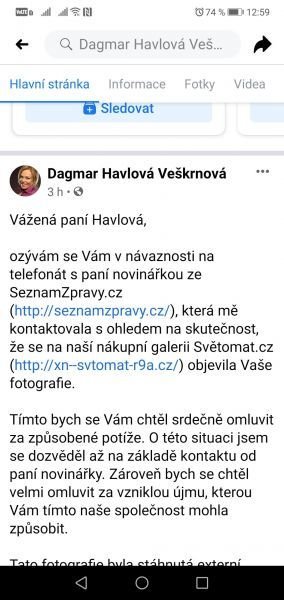 Část omluvy, kterou herečka zveřejnila.