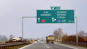 Dálnice D1 končí na 260. kilometru u Kroměříže.