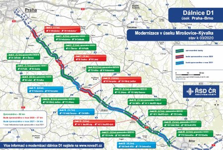 Plán rekonstrukce D1: Opravy byly naplánovány od 22.2.2020