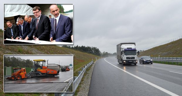 28. června politici s velkou pompou stříhali pásku na otevření úseku dálnice. Auta po novém úseku dálnice dlouho nejezdila. Už nyní tam těžké stroje opravují asfaltový koberec.