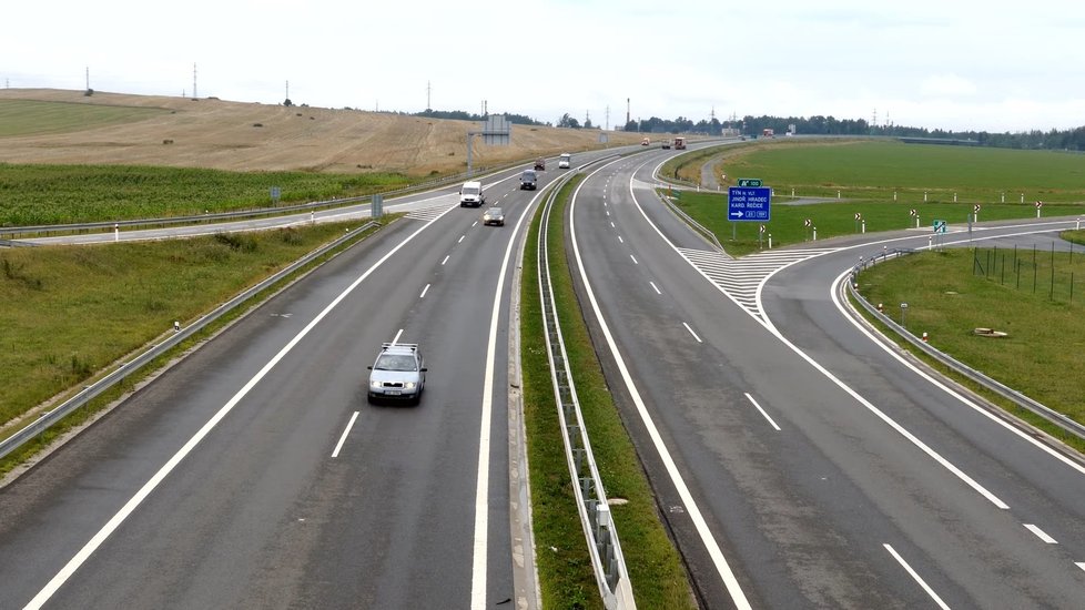 Rekonstruovaný úsek dálnice u Českých Budějovic