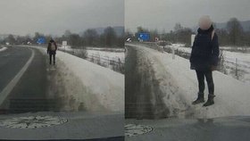 Žena na Karlovarsku si zkracovala cestu po dálnici.