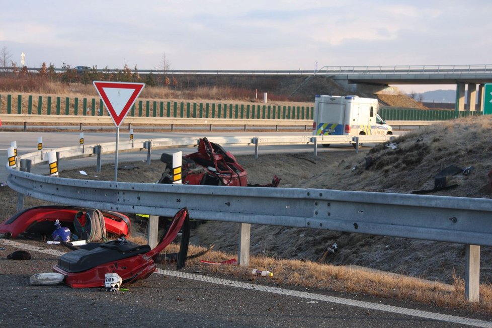 Smrtící nehoda na dálnici D1 u Hulína na Kroměřížsku