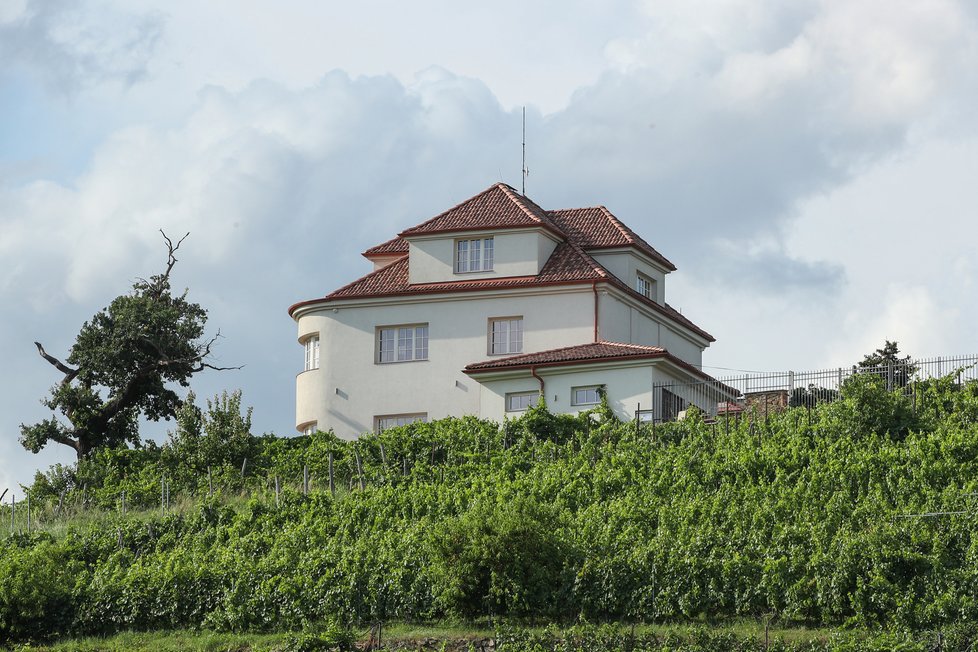 Bydlení Dany Morávkové v Modřanech: Vila leží ve svahu nad terasovitou vinicí.