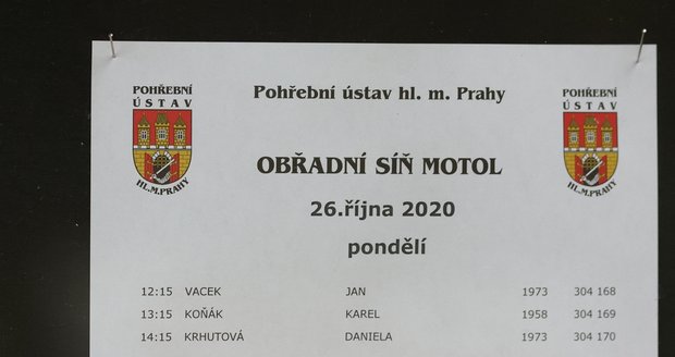 Pohřeb herečky Daniely Krhutové probíhal v motolském krematoriu