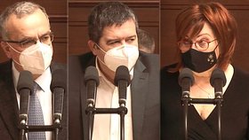 Bitva o daňový balíček: Miroslav Kalousek (TOP09), Jan Hamáček (ČSSD) a Alena Schillerová (za ANO) (22.12.2020)