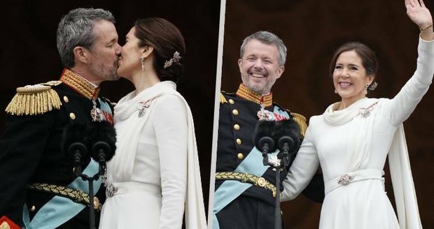 Královský polibek: Dánsko oslavuje nového krále Frederika a královnu Mary. Margrethe II. abdikovala