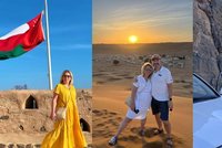 Nerudovi na exotické dovolené: Adrenalin za volantem, moře písku i rodinné foto v Ománu
