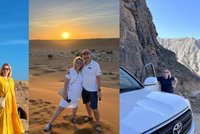 Nerudovi na exotické dovolené: Adrenalin za volantem, moře písku i rodinné foto v Ománu
