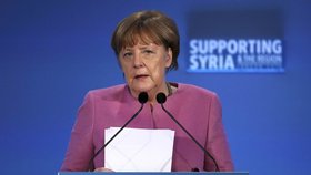 Angela Merkelová na dárcovské konferenci pro Sýrii