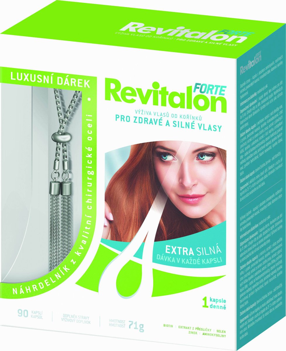 Revitalon obsahuje 18 účinných látek, které vyživují a posilují vlasy a jejich strukturu, prodávají lékárny, cena 619 Kč.