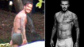 David Beckham natáčel na zahradě svého domu v Los Angeles reklamu na spodní prádlo