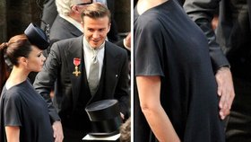 David Beckham hladí těhotenské bříško manželce Victorii