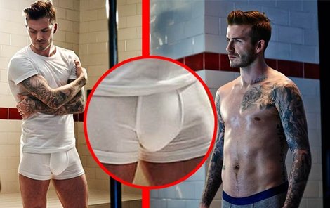 Nejdříve si Beckham vyzkoušel focení v tričku a boxerkách...  ...později už ale pózoval jen ve spodním prádle.