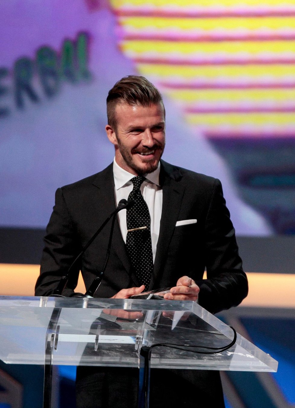 David Beckham během krátkého projevu