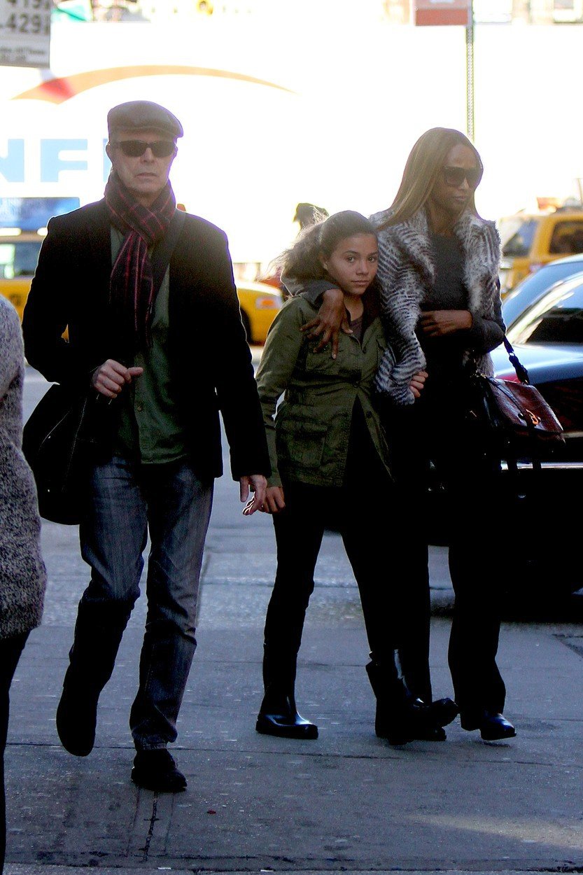 Bowie s dcerkou Alexandrií a manželkou Iman