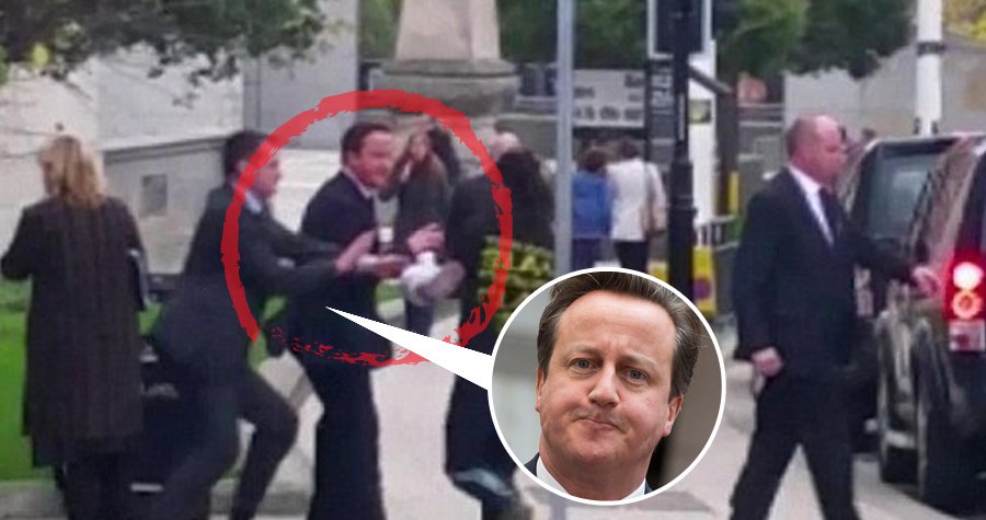 Ochranka Camerona nezabránila, aby na premiéra na ulici naběhl muž.